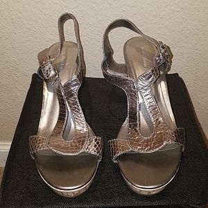 Kelly & Katie Cork Snake Print Wedges Size 8